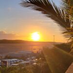 Taste Buds Restaurant and Bar sunset view of Providenciales Airport PLS, Turks and Caicos